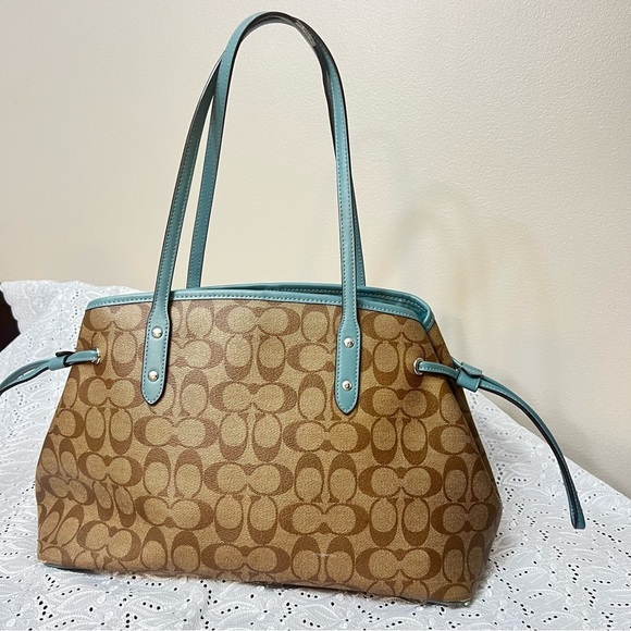 Coach #F57842 Brown and Green Shoulder Bag with Signature Design - Picture 3 of 13